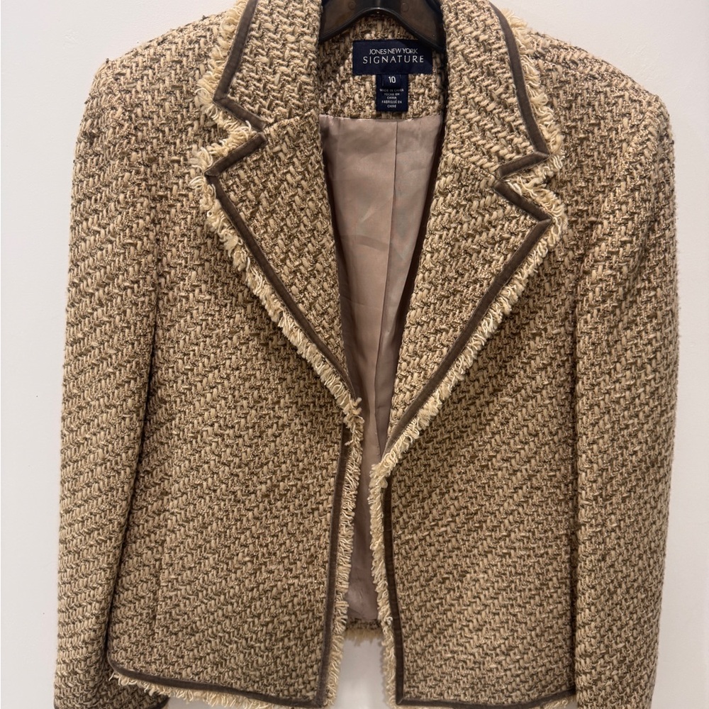 Jones New York Women's Tan Tweed Jacket